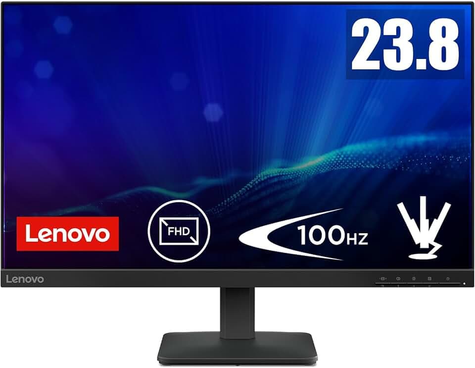 Lenovo L24‑41 Monitor 24 Pollici Full HD IPS, 100Hz, Regolabile, Tecnologia Eye Care Antisfarfallio, HDMI & VGA, Ideale per Ufficio, Studio e Home Office