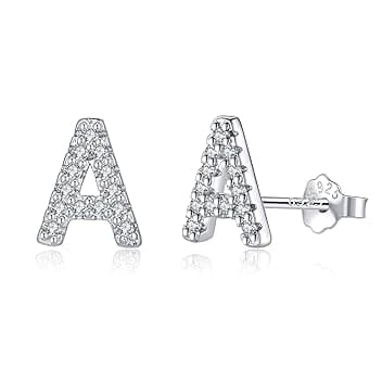 TIZU Orecchini con Lettere in Argento 925 Alberino Orecchini Anallergici per Donna Bambina Ragazza Orecchini Piccoli Iniziali con Zirconi Cubici Idee Regalo per Lei