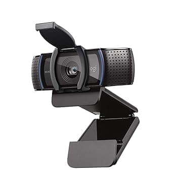 Logitech C920S HD Pro Webcam, Videochiamata Full HD 1080p/30fps, Audio Stereo Chiaro, Correzione Luce HD, Privacy Shutter, Streaming, Per Skype, Zoom, FaceTime, PC/Mac/Laptop/Tablet/XBox, Nero