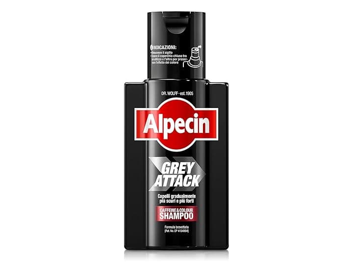 Alpecin Grey Attack Shampoo Colorante Uomo 1x200ml | Colore Capelli Grigi Naturale | Rinforzante Capelli Uomo | Shampoo per Uomini Contro la Caduta Ereditaria