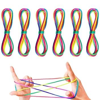 Giochi di Corda Mano, 6 PCS Finger String Game Rainbow Rope, Finger Twist Gioco A Filo, Rainbow Rope, Cats Cradle String, Finger Game per Ragazzi e Ragazze 5+, Ottimo Come Piccolo Regalo