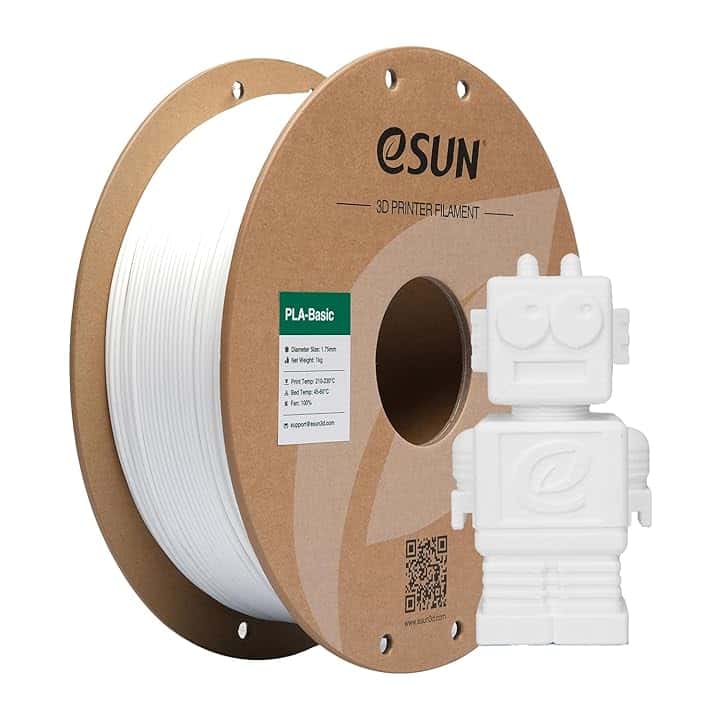 eSUN Filamento PLA 1,75 mm, filamento di Basic PLA per stampanti 3D Precisione dimensionale +/- 0,05 mm, bobina da 1 kg (2,2 libbre) Filamento PLA veloce per stampanti 3D, Bianco Freddo