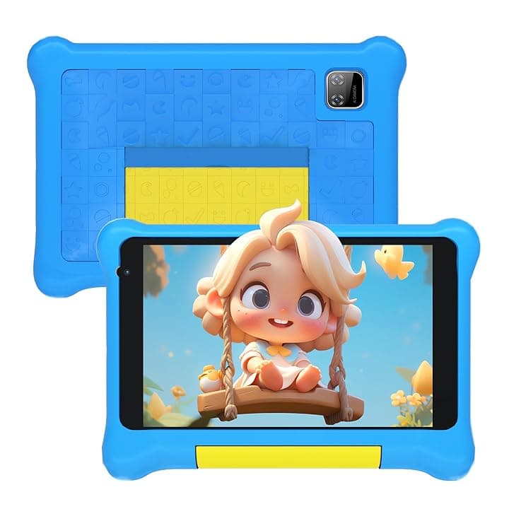Yicty Tablet Bambini 7 Pollici Andriod 13 Tablet per Bambini Quad Core 5 GB RAM 32 GB ROM 128 GB Estensione Controllo Parentale Tablets Educativo con Custodia Antiurto (Blu)
