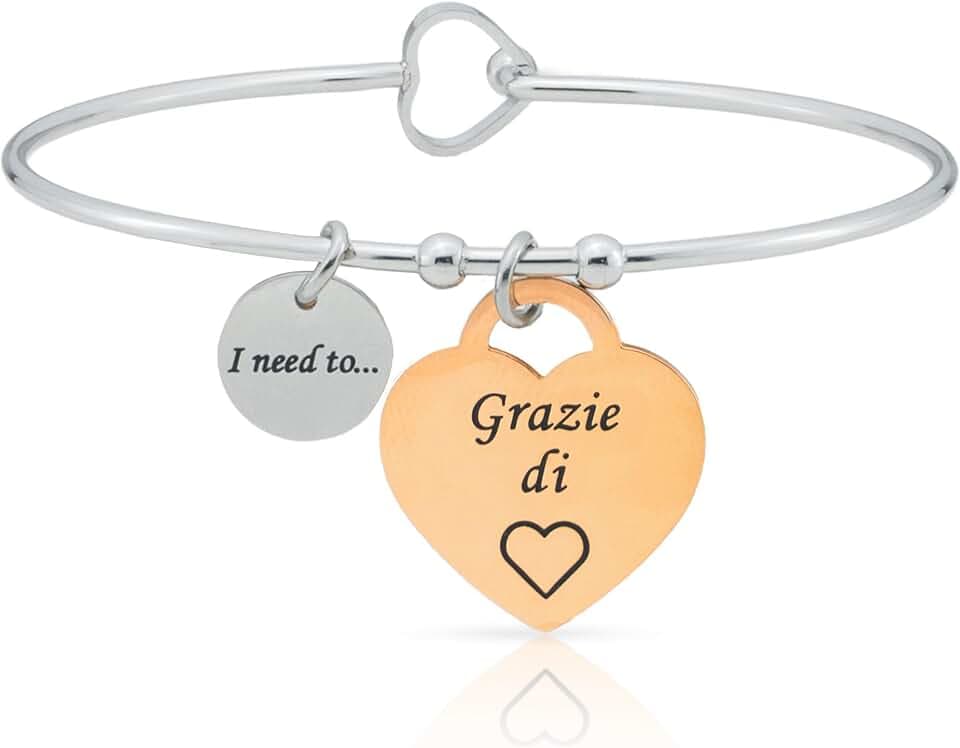 SAGA GIOIELLI SAGA GIOIELLI BRACCIALE RIGIDO DONNA FRASI PENSIERI PAROLE EMOZIONALE INCISIONE ACCIAIO CUORE ROSE'