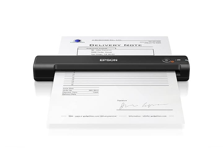 Epson WorkForce ES-50 Scanner Portatile Compatto Leggero, Alimentazione USB, Software ScanSmart Incluso, Scansione 600dpi Alimentazione Automatica 5.5 Secondi per Pagina, JPEG, PDF, TIFF Supportati