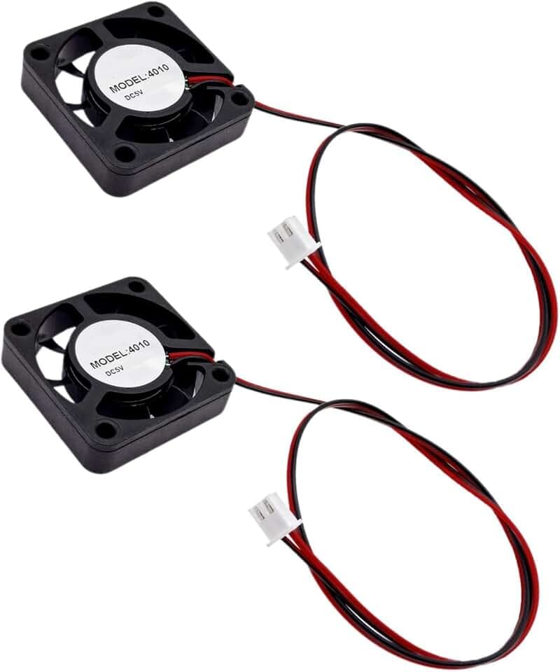 JZK 2PCS 40x40x10 mm DC 5V mini ventola di raffreddamento 40mm con connettore a 2 pin, 5300 rpm, 0.06A, ventola DC brushless 4cm per scheda di sviluppo, scheda grafica, ventola per stampante 3D