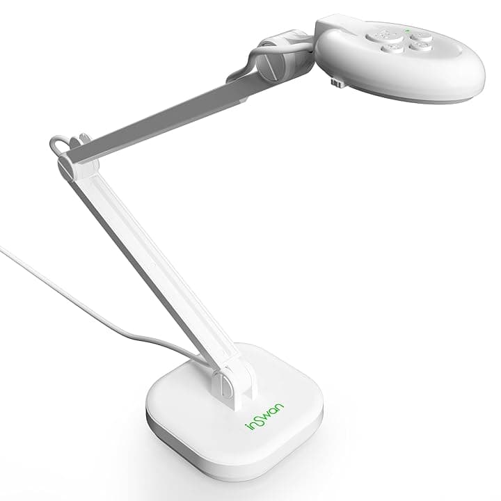 INSWAN INS-2 Telecamera Documenti 4K Ultra HD 13MP, Autofocus Dual, LED e Microfono, Compatibile con Windows/Mac/iPad/Chromebook – Per Formazione e Conferenze Web