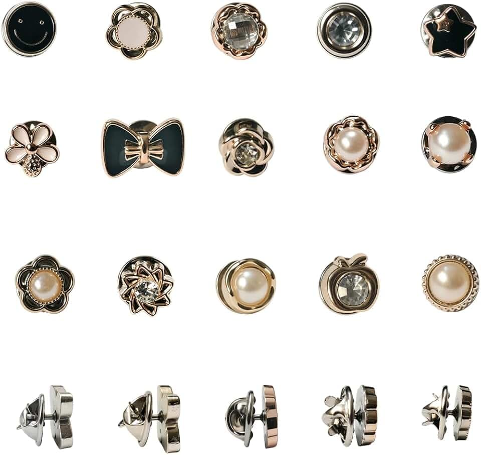 Aeuezxx Spille a Bottone, 20 Pezzi Bottoni da a Spillo, Camicia da Spilla Bottoni, Spille di Sicurezza a Bottone, Accessorio Invisibile per Camicia, Senza Cucire