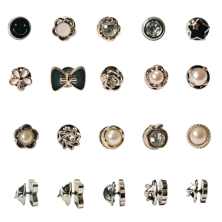 Aeuezxx Spille a Bottone, 20 Pezzi Bottoni da a Spillo, Camicia da Spilla Bottoni, Spille di Sicurezza a Bottone, Accessorio Invisibile per Camicia, Senza Cucire