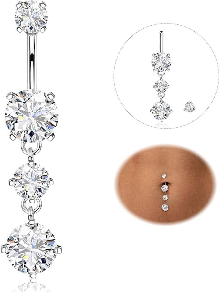 YADOCA 14G Piercing Ombelico Titanio Argento/Oro CZ Cuore Farfalla Lacrima Pendenti Ombelico Piercing Gioielli ClimeCo Certified
