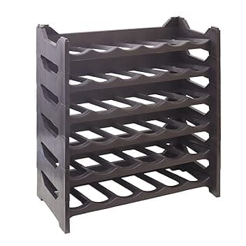 MAURY'S Cantinetta Vino Portabottiglie in Plastica ed Eleganti Portavini per Organizzare e Valorizzare la Tua Collezione. Soluzioni Pratiche e Decorative.(36 Bottiglie, Brown)