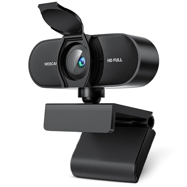 OFFCUP 1080P Webcam PC con Microfono Cancellazione del Rumore, Web Cam Full HD 1080p USB Web Camera Streaming Videocamera Plug & Play PC Laptop Desktop per Videochiamate Conferenza e Studio