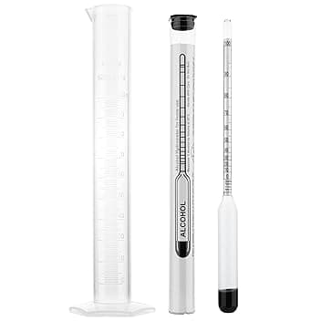 Alcolimetro per alcol e spiriti, per misurare la percentuale di alcol nei distillati (0-100%), con idrometro da 23 cm e provetta da 100 ml