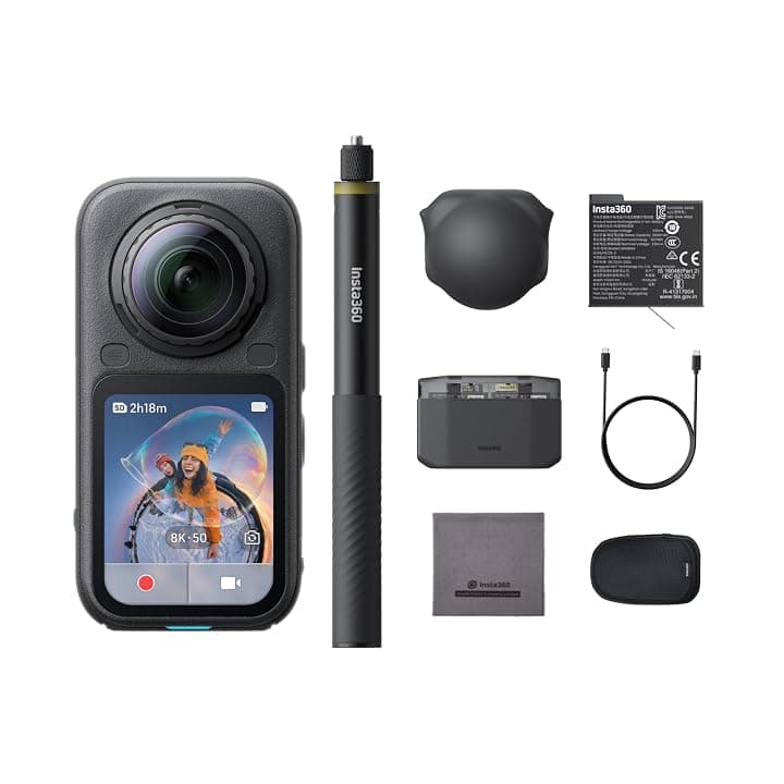 Insta360 X6 Pack Base - Action cam 360 8K con sensori da 1/1,1’’, Nero