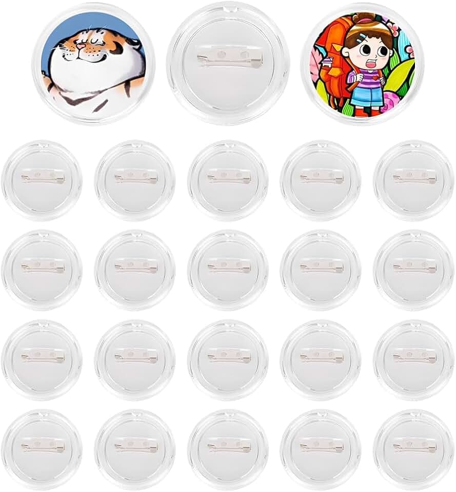 GIDWRIY 30 Pezzi Spille Fai Da Te Bambini 58 mm,Spille Personalizzate,Spilles Acrilico Trasparente,Spilles Rotonde Spillette,Spilla Distintivo Vuoto,Spilla Badge Rotonde per Zaino, Immagine, Foto