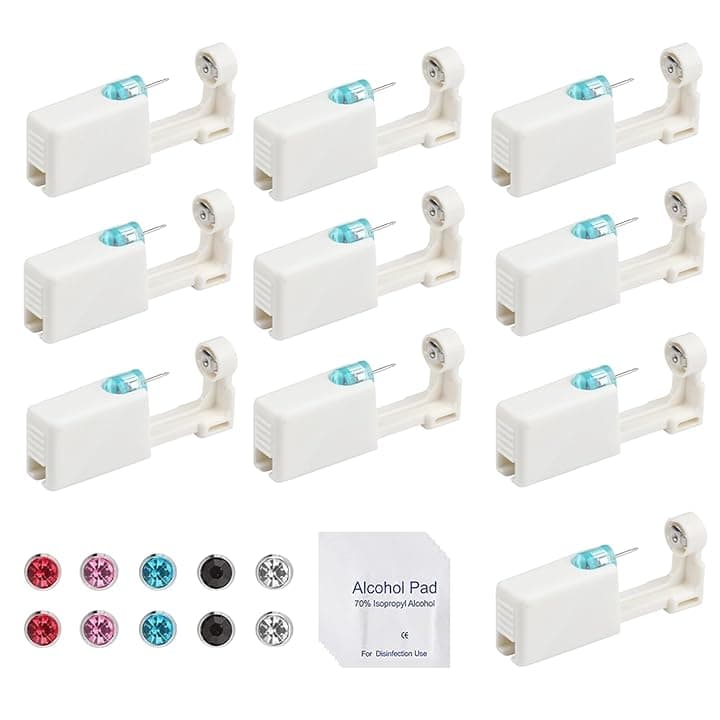 GETRICH 10 Pezzi Buchi Orecchie Fai da Te, Pistola per Piercing All'orecchio Pistola Orecchini Usa e Getta Kit De Orecchio Piercing Sterili con Orecchini Di Sicurezza Senza Dolore per Ragazze Donna e Uomini