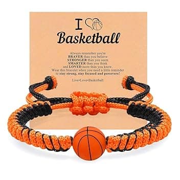 ARHZ ARHZ 1 Pezzo Corda nera e arancione + Bracciale da basket intrecciato, Regalo di Pasqua per bambini di 5-12 anni, Bracciale da basket per ragazzi, Regalo di basket per ragazzi