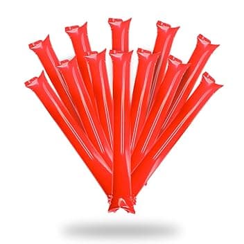 Confezione da 100 Bastoni Gonfiabili Riutilizzabili | Bam Bam Thunder per Animazione e Fare Il Tifo | Cotillon Sportivo e Celebrazioni (Rosso)