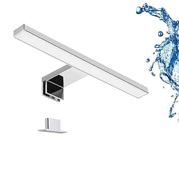 LIGHTWORLD24 Lampada da Specchio LED 30 cm – 5W, 550 Lumen, 4000K Bianco Neutro, IP44, 230V – Colore Argento Cromo – Luce da Bagno, Trucco, Armadio, Montaggio a Clip o Superficie