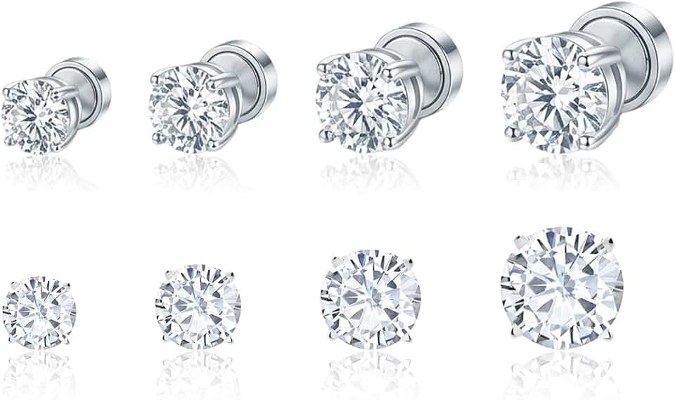 Set di 4 Orecchini Magnetici a Clip - Design Moderno e Confortevole, Nessun Dolore - Perfetti per Uomini e Donne che Desiderano un Look alla Moda Senza Forare le Orecchie 4-7mm