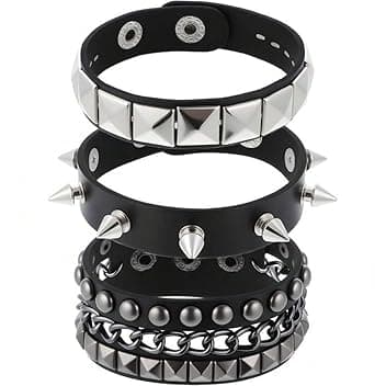 PYEUIFT Bracciale Uomo Punk Borchie Emo Accessori Rock Gotico Braccialetto Pelle Donna Anni 80 Accessorio Stile Punk Rock Gothic Per Uomini E Donne