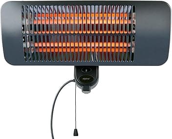 alpina Riscaldamento a infrarossi da appendere, per terrazze, 2000 W, 3 livelli di riscaldamento, protezione dagli spruzzi d'acqua, IP34, con lampada a infrarossi, riscaldamento per terrazze