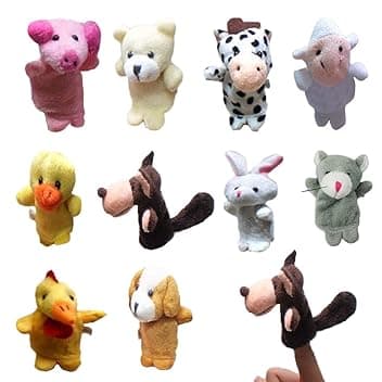 JEYORZY 10 Pezzi Marionette da Mano,Animali Pupazzetti Dita Set,Burattini a Dito,Giocattoli Educativi per Bambini,per Compleanno Party e Regali per Bambini e Bambine