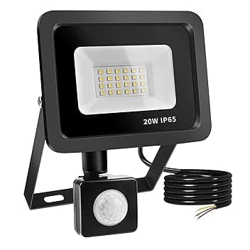 20W Fari Led da Esterno con Sensore di Movimento, Realky IP65 Impermeabile Faretto Led Esterno 2000LM, 24 LED 6500K Bianca Fredda - Fari Led Interna ed Esterna per Giardino Cortile Garage