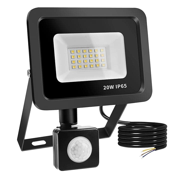 20W Fari Led da Esterno con Sensore di Movimento, Realky IP65 Impermeabile Faretto Led Esterno 2000LM, 24 LED 6500K Bianca Fredda - Fari Led Interna ed Esterna per Giardino Cortile Garage