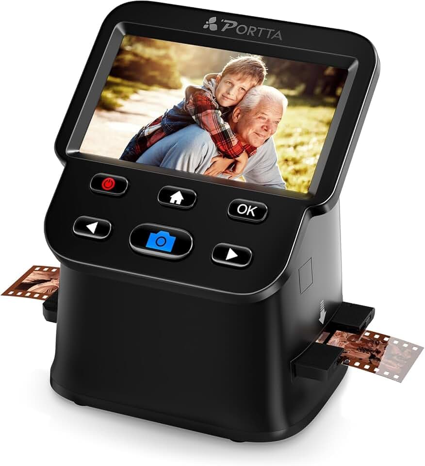 PORTTA Film Scanner with 5" LCD Screen, 22MP Slide & Negative Scanner, Converts 135, 126, 110 Film & Slides to Digital Photos, HDMI Output, SD Card Storage, No Computer Required