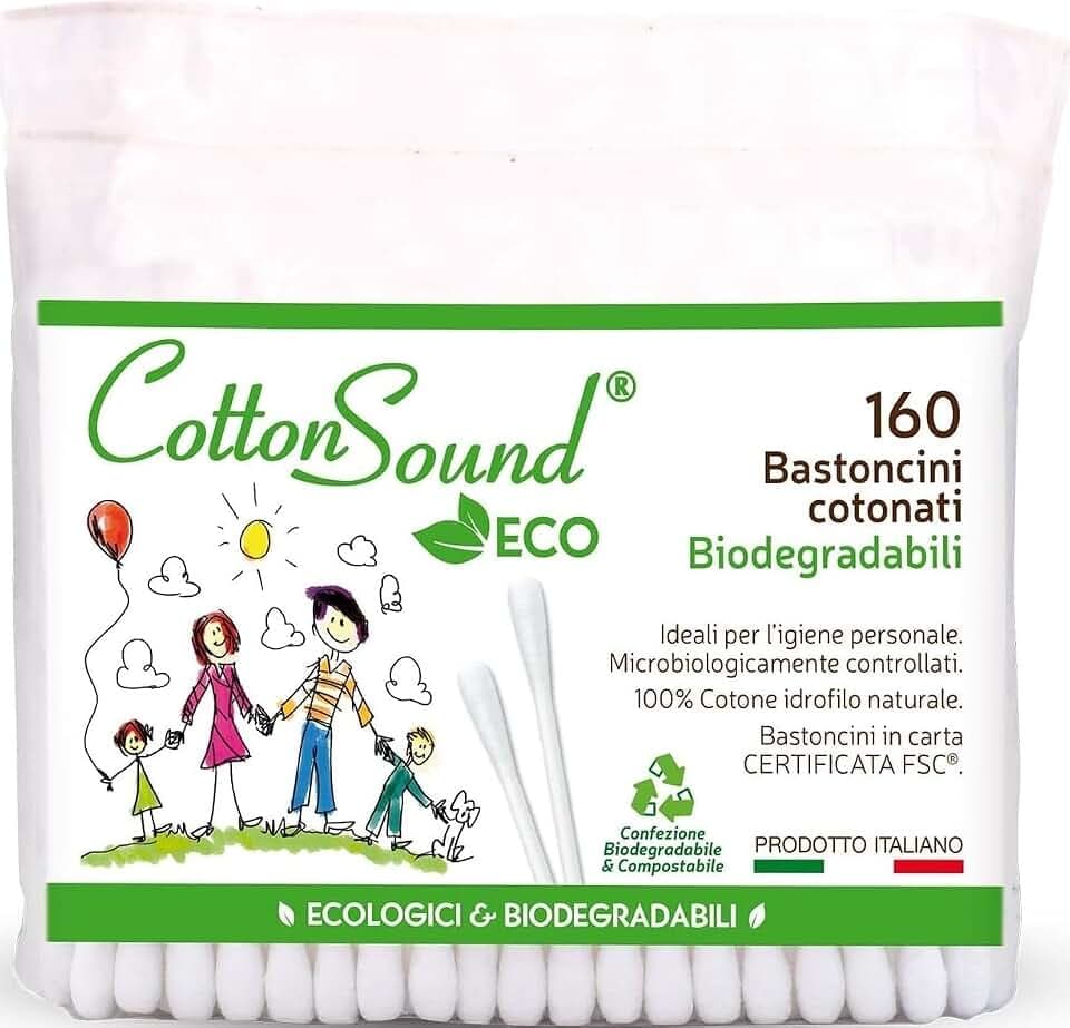COTTON SOUND ECO Bastoncini Cotonati Busta 1 confezione x 160 Pezzi
