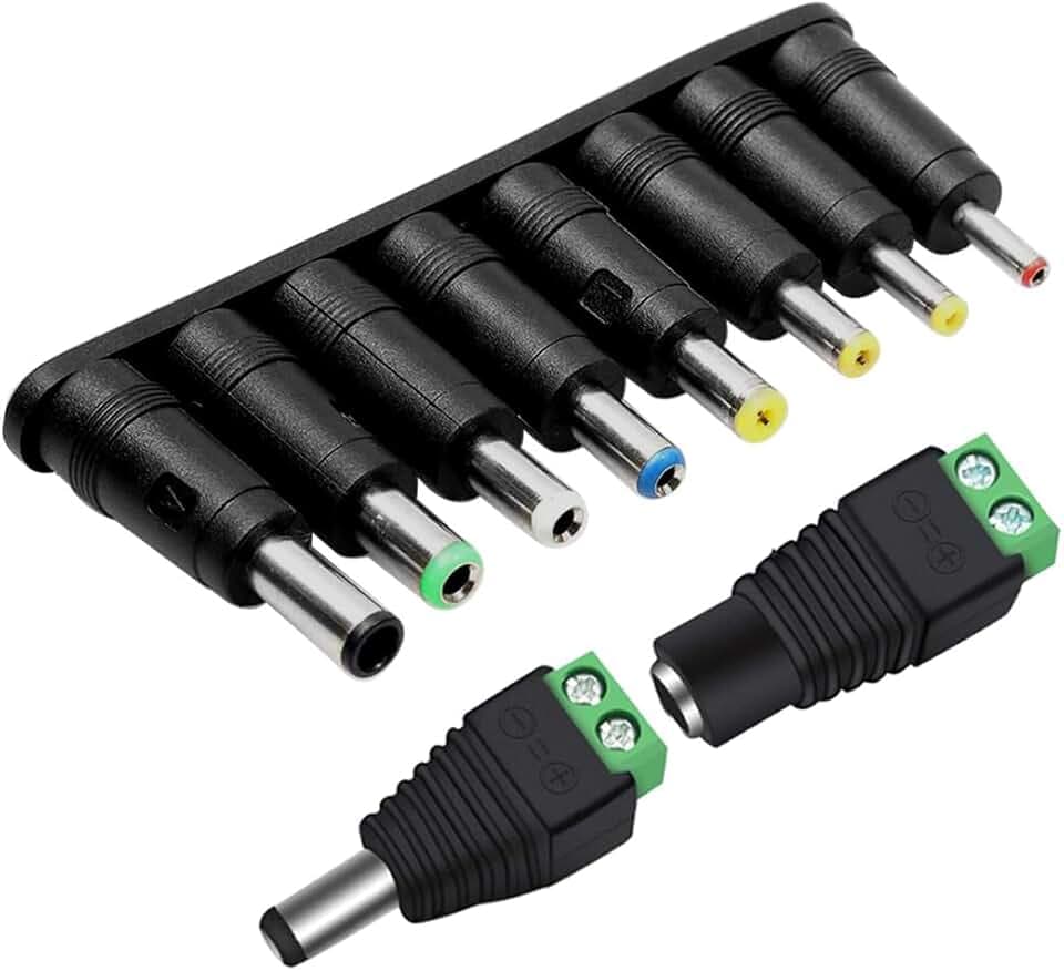 Guuzi 10 Pezzi Spine DC Universali 5,5 mm x 2,1 mm Femmina a Maschio Adattatore Jack Connettore Suggerimenti per Alimentazione Laptop