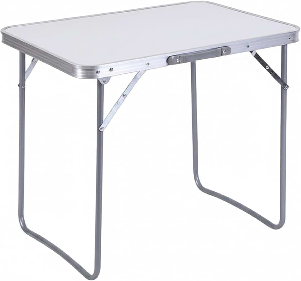 Baroni Home Tavolo Pieghevole da Campeggio, Tavolino Portatile Richiudibile in Alluminio con Piano in MDF, Leggero, Ideale per Campeggio, Spiaggia, Picnic e Outdoor (Tavolo Bianco 80 cm)
