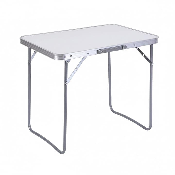 Baroni Home Tavolo Pieghevole da Campeggio, Tavolino Portatile Richiudibile in Alluminio con Piano in MDF, Leggero, Ideale per Campeggio, Spiaggia, Picnic e Outdoor (Tavolo Bianco 80 cm)