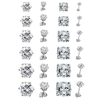 JEYORZY JEYORZY 12 Paia Orecchini Uomo Diamante, Orecchini Acciaio Chirurgico per Donna Uomo, Zirconi Cubici, Orecchini A Bottone Anallergico Cartilagine