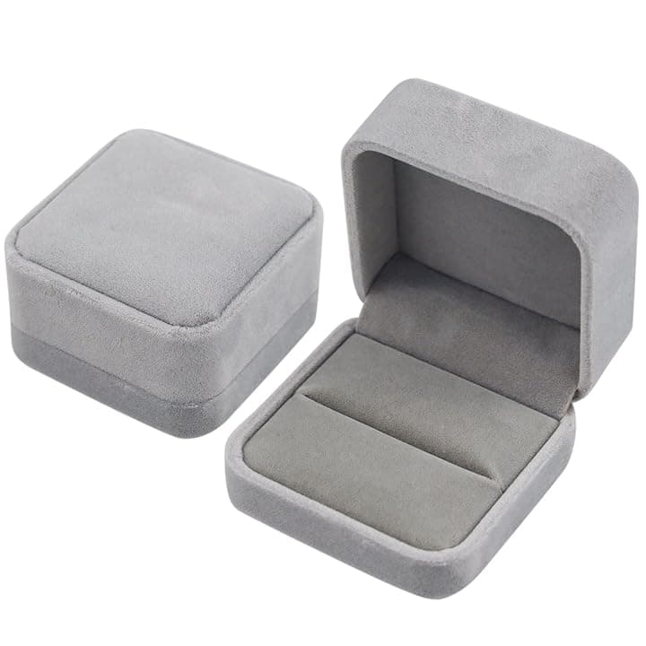 SZCXDKJ Velluto Scatola di Gioielli per Anelli Orecchini Collana Braccialetti Confezione Regalo per Nozze Fidanzamento Double Ring Jewelry Box