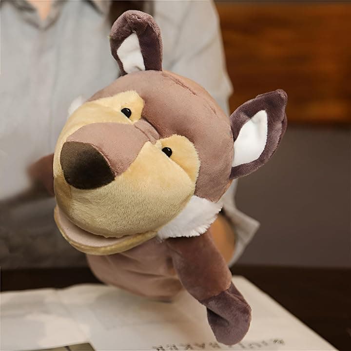 Marionette a mano per bambini, neonati contenente Lupo, Tigre, Leone, Scimmia e bocche aperte mobili, perfette per raccontare storie, insegnare, per bambini in età prescolare e come regalo di