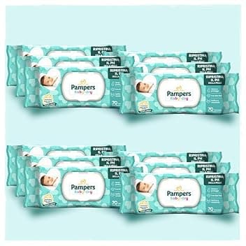 Pampers Baby Dry Salviette Umidificate per Neonati e Bambini, 840 Unità (12 Confezioni), Formato Scorta, Con Aloe Vera, Ripristina il PH Naturale della Pelle, Protezione da Irritazioni