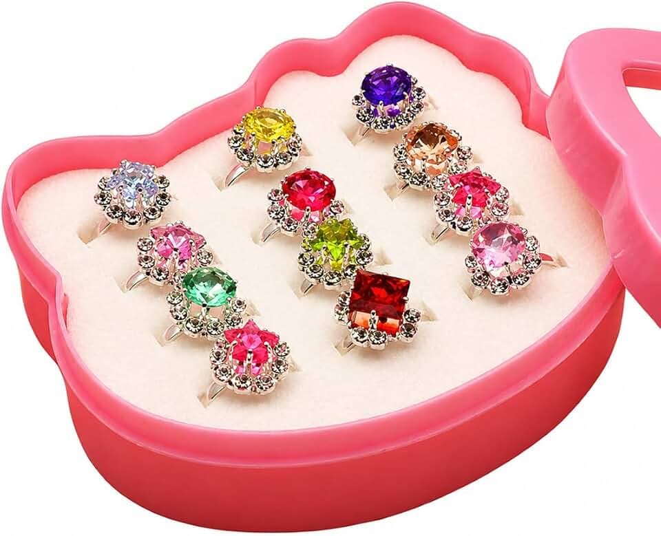Anelli Per Bambini, 12 Pezzi Regolabili Anello Di Barretta, Ragazza Per Bambini Anelli, Rings Set Regalo, Articoli per Feste di Compleanno per Ragazze