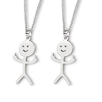 SSHUIKKAI 2 pezzi di cose divertenti, collane dell'amicizia, con dito medio, collana per ragazzi, collana divertente con graffiti, collana con ciondolo a forma di dito per uomo e donna, regalo