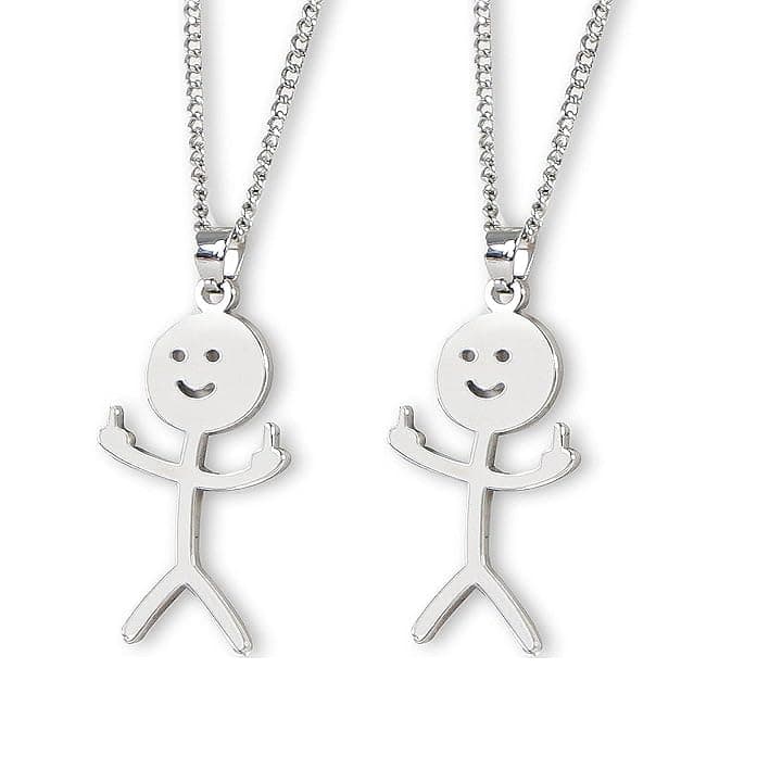 SSHUIKKAI 2 pezzi di cose divertenti, collane dell'amicizia, con dito medio, collana per ragazzi, collana divertente con graffiti, collana con ciondolo a forma di dito per uomo e donna, regalo