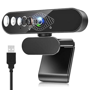 Webcam, Webcam per PC con Microfono 1080P con Video Camera USB 2.0 per Laptop, Desktop, Smart TV per Videochiamate, Conferenza, Studio e Lavoro