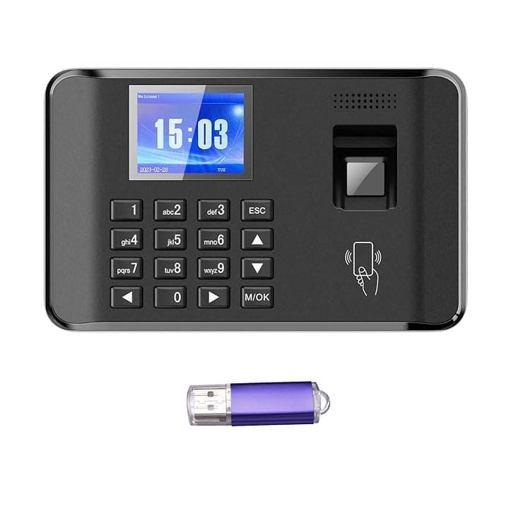 Rilevazione Presenze,Impronta digitale biometrica intelligente Macchina per la rilevazione delle presenze per il check-in dei dipendenti Schermo LCD da 2,4 pollici Funzione carta d'identità
