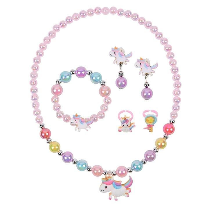 OSDUE 5/6 Pezzi Set di Gioielli a Conchiglia, Della Principessa dei Set Gioielli Collana Braccialetto Orecchini Anelli, Principessa Forniture Feste Accessori Regalo Compleanno