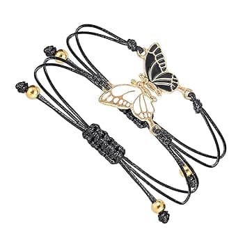YLLZJ 2 Braccialetti dell'amicizia a farfalla, Braccialetto a farfalla regolabile, Regali per coppie e migliori amici