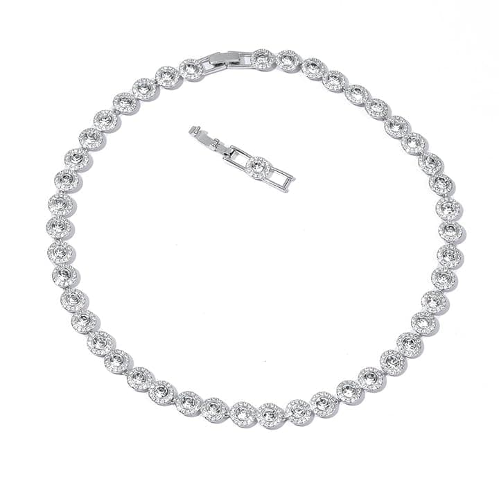 Generic Collana angelica - Collane di cristallo in oro 18 carati, collana delicata di gioielli in oro, cristallo trasparente per donne, matrimonio, festa, matrimonio, San Valentino