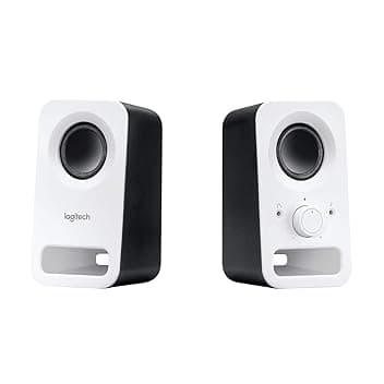 Logitech Z150 Altoparlanti Stereo Multimediali Compatti, Ingresso Audio Da 3.5 Mm, Controlli Integrati Jack Per Cuffie, Presa Eu e It, Computer, Smartphone Tablet, Lettore Musicale, Bianco