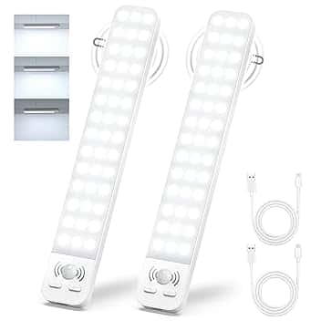Generico Luci Armadio LED con Sensore, Luce Sottopensile Cucina LED 2000mAh Ricaricabile USB, Luce LED Magnetica Sottopensile, Lampada LED Ricaricabile per Guardaroba, Cucina e Corridoio (2 Pezzi)
