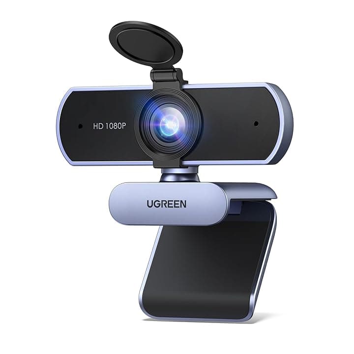 UGREEN Webcam Full HD 1080P 30FPS USB A PC Camera 2 Microfono Incorporato 85°Angolo di Visione per Windows MacOS Linux Supporto Youtube Streaming Skype Video Calling Zoom Videoconferenze(Grigio) ClimatePartner certified