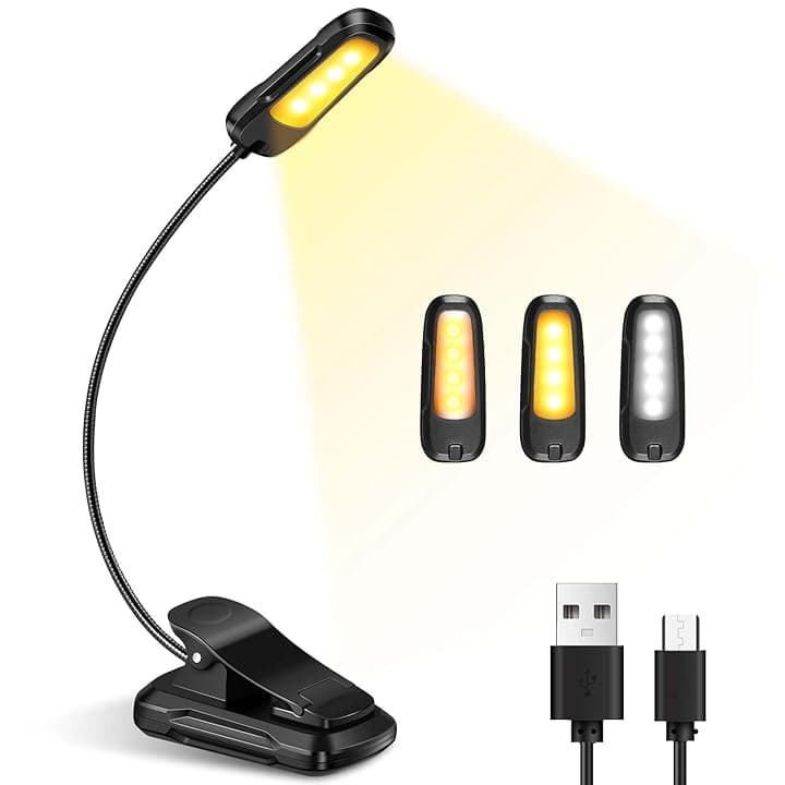 Diboniur Lampada da Lettura, Luce da Lettura con Pinza, 9 LEDs 3 Modalità con Lampada USB Ricaricabile, 360° Flessibile Collo Luce Lettura Clip per Lettura Libri a Letto, Viaggi, Emergenza